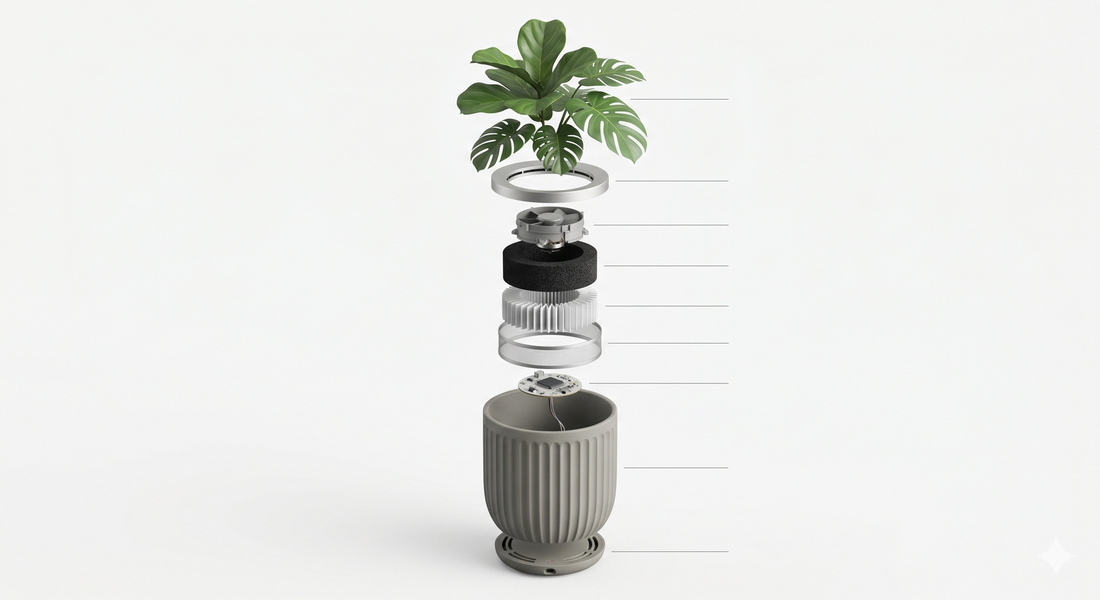 Exploded view of OxyFlora components